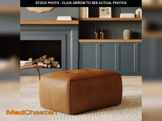 Lot 74-13269500 - Poly and Bark Capa Saddle Tan Leather 37 in. Ottoman - UNUSED