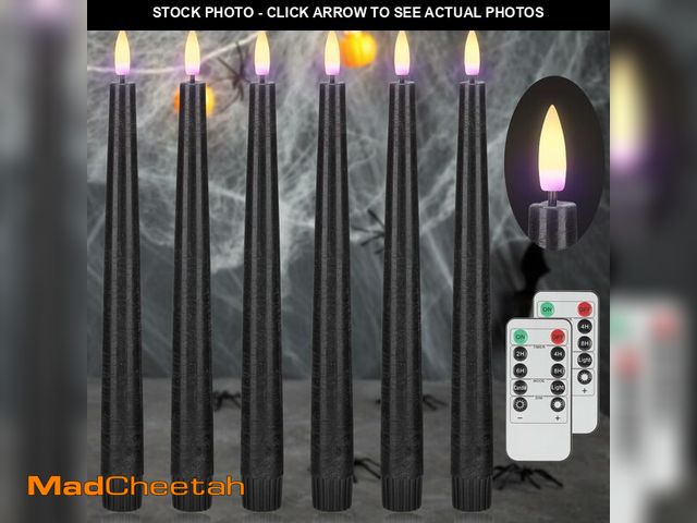 Lot 74-12708903 - AFINETH Black Flameless Taper Candles Flickering, 9.6Ã¢â¬ÂReal Wax Halloween Candles with 2 Remote...