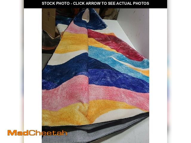 Lot 74-13584100 - Multi Color Rugs 5x7 for Living Room, Funky Modern Multicolor Wavy Stripes Faux Wool Area Rug Carpet...