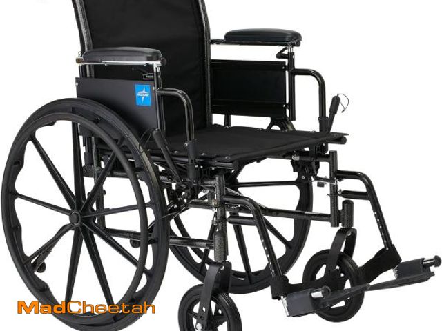 Lot 74-12138636 - Medline 20" K3 Height Adjustable Wheelchair with Swing-Back Desk-Length Arms &amp; Swing-Away Footre...
