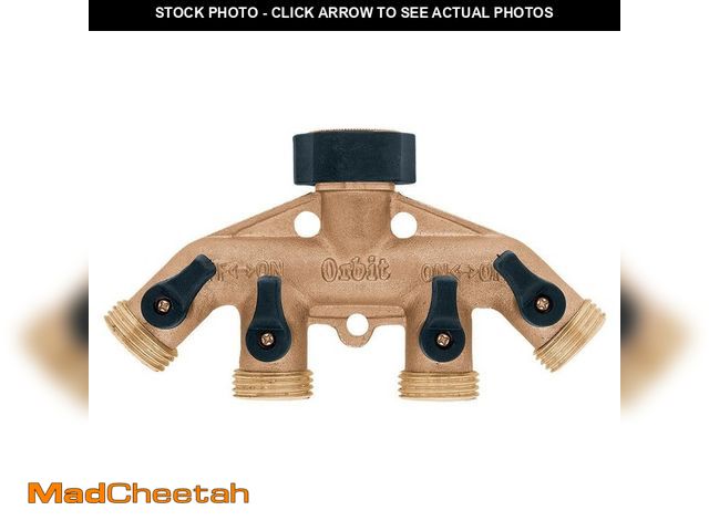 Lot 74-13785384 - Orbit Heavy-Duty Brass 4-Way Shut-Off Hose Faucet Manifold Hose Connector - UNUSED