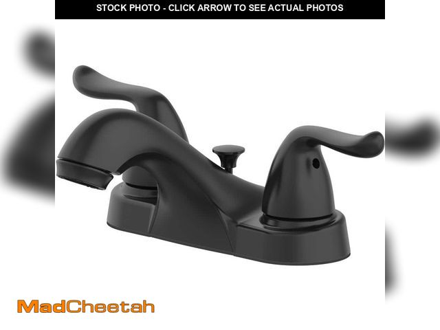 Lot 74-14277614 - Glacier Bay Constructor 4 in. Centerset Double-Handle Low-Arc Bathroom Faucet in Matte Black - USED