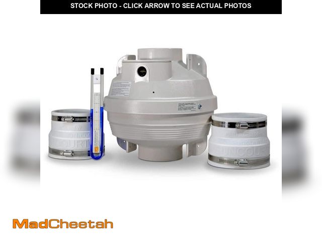 Lot 74-12611061 - Suncourt Radon Mitigation Fan Kit 4 in. Fan with 4 in. to 4 in. Couplers and Air Pressure Indicator ...