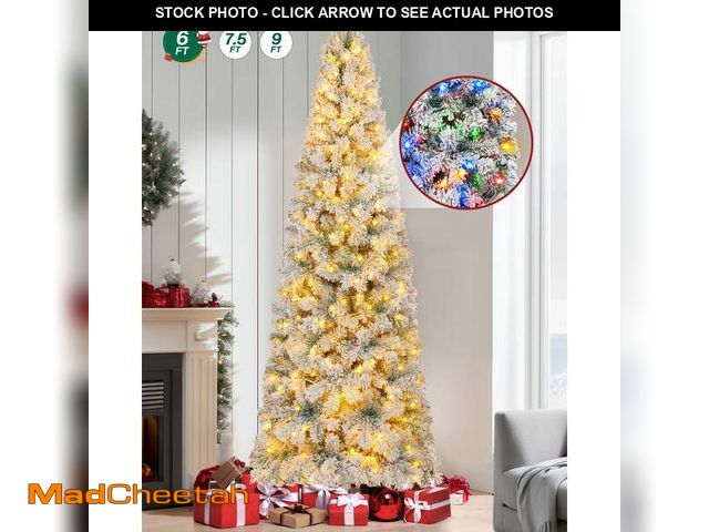 Lot 74-12836044 - (MISSING PLUG)Firstness 6ft Pre-Lit Artificial Pencil Christmas Tree with 250 Multicolor LED Lights,...