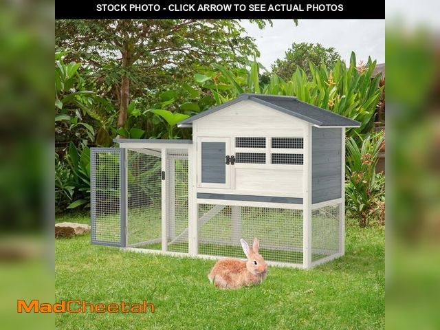 Lot 74-14289273 - GOJOOASIS Rabbit Hutch Indoor, Chicken Coop Outdoor with Waterproof Roof &amp; Running Cage Large Bu...