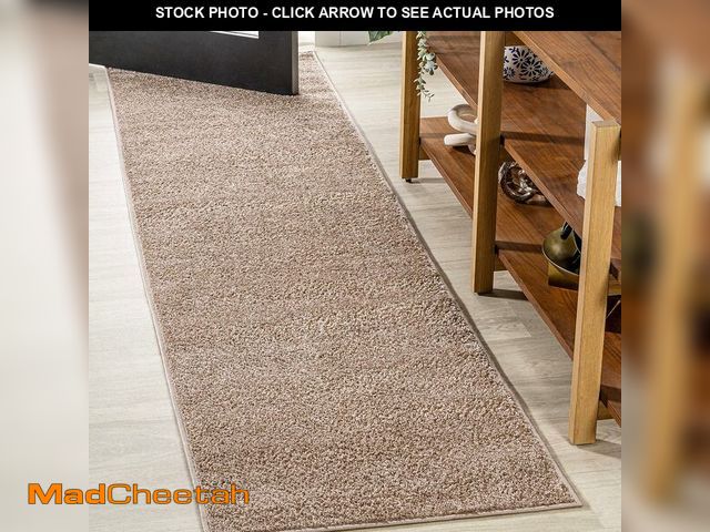 Lot 74-12760238 - JONATHAN Y Haze Solid Low-Pile Beige Runner Rug 2x8, Coastal,Bohemian,Minimalist,Classic, Easy-Clean...