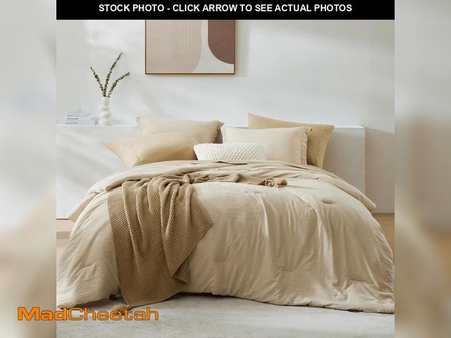 Lot 74-12315365 - WRENSONGE Queen Size Comforter Set- 7 Pieces Beige Bed in a Bag Queen with Fitted Sheet, Flat Sheet,...