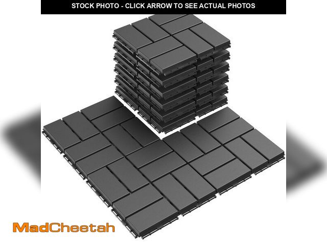 Lot 74-14380911 - Goovilla Plastic Interlocking Deck Tiles, 9 Pack Outdoor Patio Flooring, 12"x12" Interlocking Deckin...