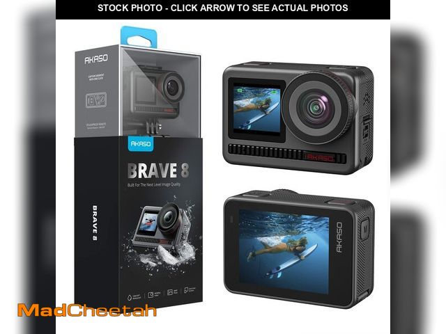Lot 74-13621745 - AKASO Brave 8 4K60FPS Action Camera, 48MP Photo Touch Screen Waterproof Super Wide Angle 16x Slo-mo ...