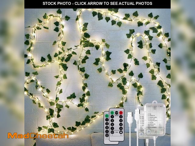 Lot 74-12330092 - OMIKA 2 Pack 40FT 120LED Vine Fairy Lights Battery Operated, 8 Modes &amp; Timer Ivy String Lights w...