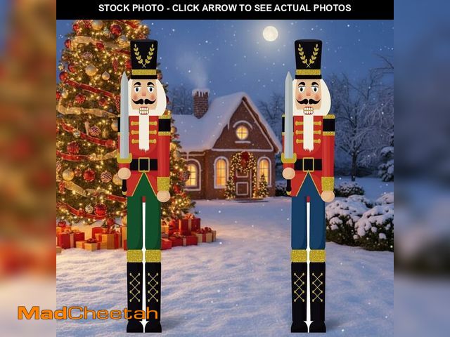 Lot 74-13710130 - Memorywuu 2 Pcs 6ft Large Christmas Nutcracker Outdoor Decoration PVC Nutcracker Yard Stakes Xmas Si...