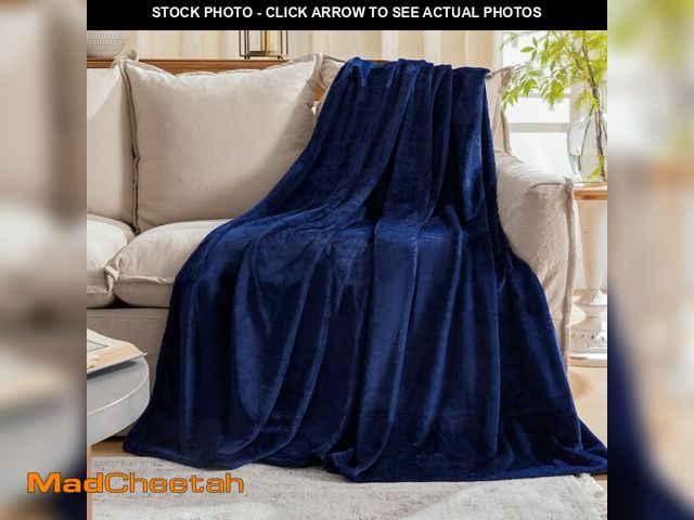 Lot 74-12713367 - JIAHANNHA Navy Blue Throw Blanket Twin Size 60 by 80 Inches Flannel Fleece Blanket for Couch Sofa Be...