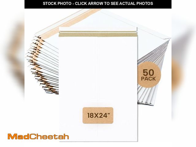 Lot 74-14348587 - BOX USA Rigid Mailers 18" x 24" (50-Pack) - Cardboard Mailer Envelopes for Oversized Posters, Artwor...