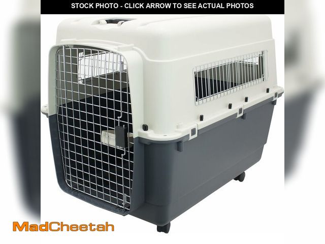 Lot 74-13087838 - SportPet Designs Plastic Kennels Rolling Plastic Wire Door Travel Dog Crate, XXL - USED