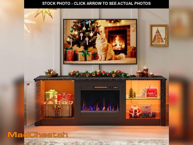 Lot 74-13268913 - Bestier 63 in. Freestanding Electric Fireplace TV Stand Media Console Fits TVs Up to 70 in. with Cab...