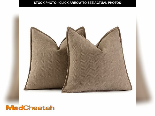 Lot 74-12605510 - MIULEE Pack of 2 Coco Brown Decorative Pillow Covers 26x26 Inch Soft Chenille Luxurious Couch Throw ...