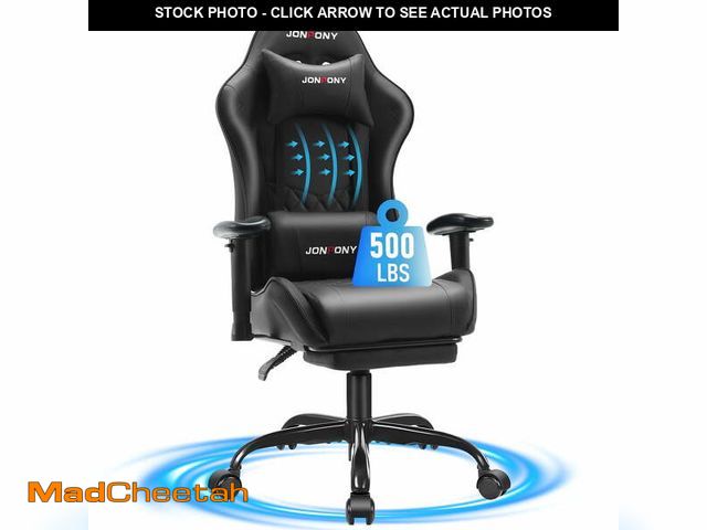 Lot 74-14352573 - JONPONY Big and Tall 400LBS Gaming Chair, Ergonomic Design with 2D Armrests,PU Leather with Footrest...