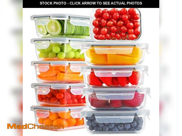 Lot 74-11551230 - HOMBERKING 10 Pack 22oz Glass Meal Prep Containers, Food Storage Containers with Lids, Airtight Lunc...