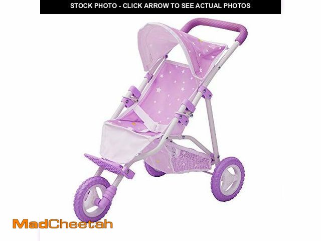 Lot 74-12633266 - Olivia's Little World Baby Doll Jogging-Style Stroller with Canopy, Seatbelt and Storage Space, Purp...