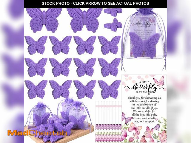 Lot 74-13568055 - Dansib 50 Sets Butterfly Themed Baby Shower Favors Butterfly Soap with Thank You Cards Gift Bag for ...