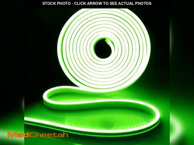 Lot 74-14060626 - iNextStation Green LED Strip Lights 16.4FT/5M, 12V Flexible Silicone Neon Rope Lights, IP65 Waterpro...
