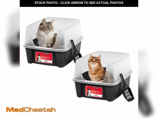 Lot 74-13787693 - (MISSING ONE) IRIS USA Cat Litter Box Large Open Top with High Sided Walls Tall Scatter Shield Scoop...