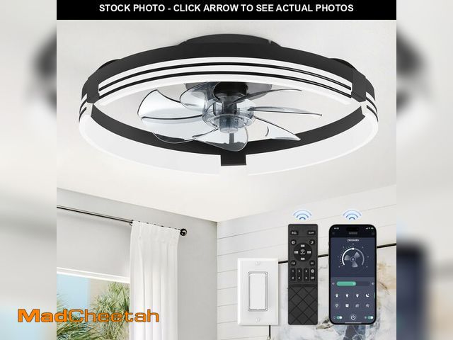 Lot 74-13956470 - ZMISHIBO Low Profile Ceiling Fans with Lights and Remote, 20 Inch Flush Mount Ceiling Fan with Light...