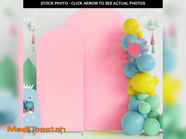 Lot 74-14334075 - Fomcet Set of 2 Wedding Arch Covers 6FT, 7.2FT Pink Arch Backdrop Cover 2-Sided Fitted Round Top Spa...