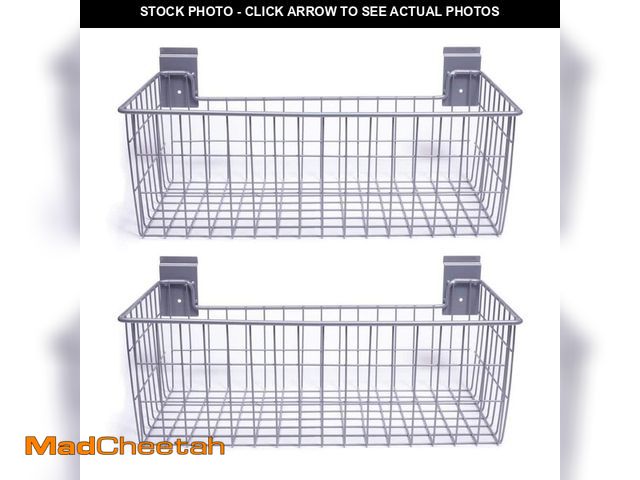 Lot 74-12861099 - CROWNWALL 24 in. L x 12 in. W Slatwall Deep Wire Basket (2-Pack) - UNUSED
