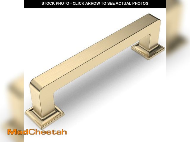Lot 74-12698055 - Amerdeco 10 Pack Brushed Brass Cabinet Pulls 3-3/4 Inch(96MM) Hole Centers Kitchen Cabinet Handles C...