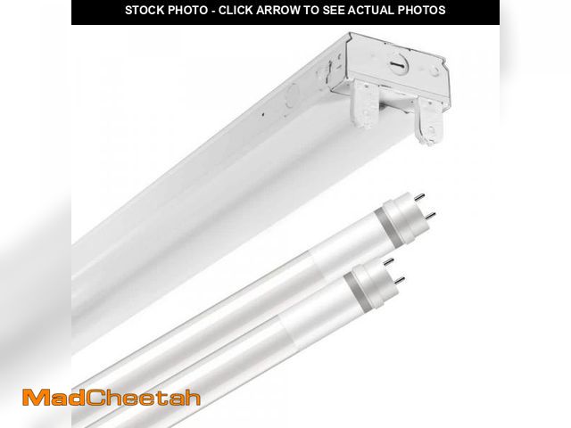 Lot 74-12495723 - Metalux SLES 4 ft. 64-Watt Equivalent 2-Lamp Strip Light Luminaire Plus LED T8 Tube Bundle, 4000K, U...