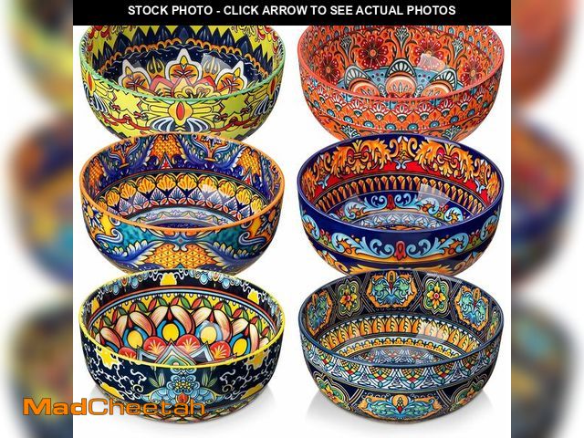 Lot 74-13836403 - vancasso Cereal Bowls Set of 6, Porcelain Bowls for Eating, 28 oz Colorful Soup Bowls, Bohemian Cera...