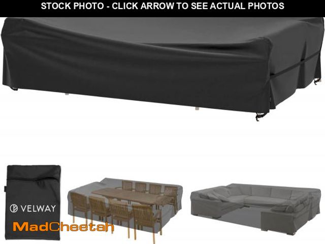 Lot 74-12126554 - Velway Patio Table Chairs Set - Waterproof, 111"L x 74"W x 28"H Outdoor Bistro Dining Set - Fire Pit...