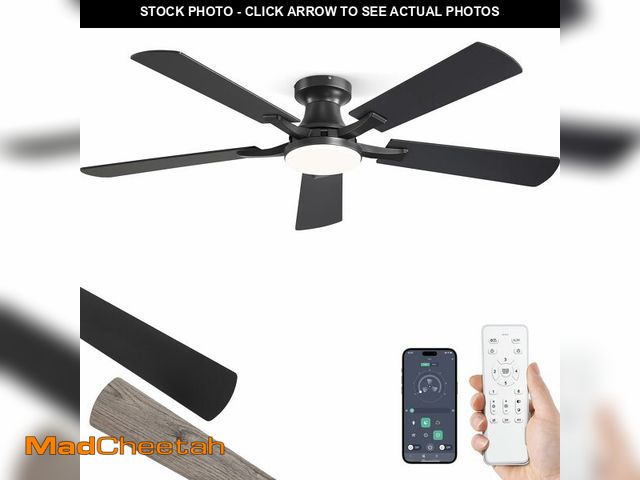 Lot 74-14387414 - ZMISHIBO 52 Inch Ceiling Fan with Light, App&amp;Remote Control, Flush Mount Low Profile, Dimmable 2...