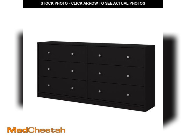 Lot 74-14280470 - Tvilum Portland 6-Drawer Double Dresser in Black 26.89 in. H x 56.34 in. W x 12.46 in. D - USED