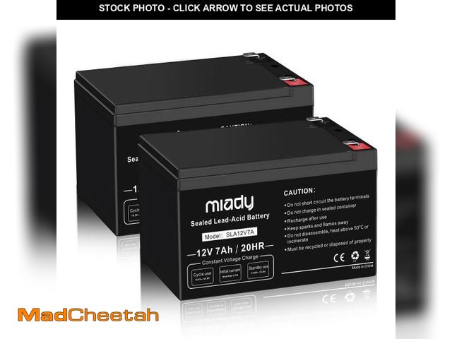 Lot 74-12218387 - Miady 12V 7Ah Rechargeable Sealed Lead Acid Battery (2 Pack) - USED
