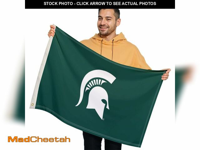 Lot 74-14062201 - Michigan State Spartans College Sports Printed Flag - NCAA Licensed - Nylon - School Banner (Green) ...