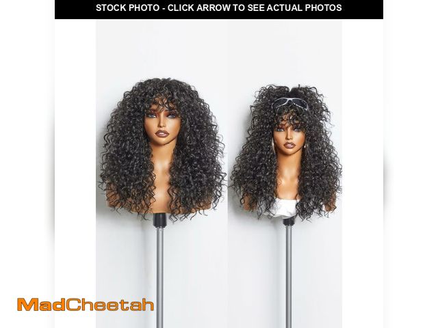 Lot 74-13950210 - GORGIUS Veralux Blend Shaggy Haircuts Natural Black Curly Wig with Bangs Crafted with Style-Archive ...