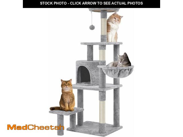 Lot 74-12696021 - Yaheetech 57in Tall Cat Tree, Multi-Level Cat Tower W/Extended Platform, Padded Perch, Scratching Po...