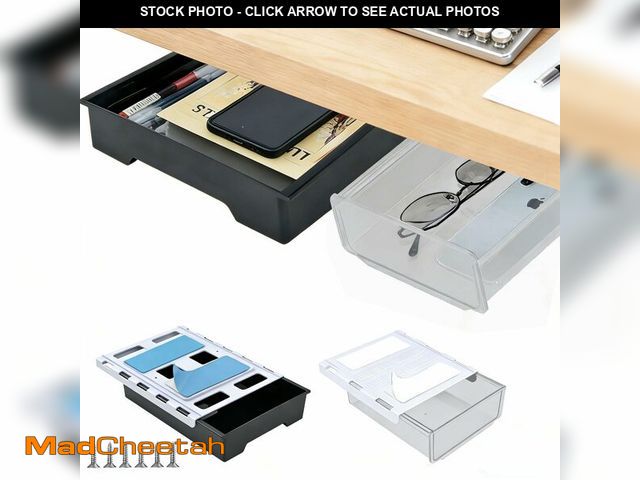 Lot 74-13711200 - 2 Pair Under Desk Drawer Organizer, Attachable Slide Out Storage Drawers, Hidden Desktop Organizers,...