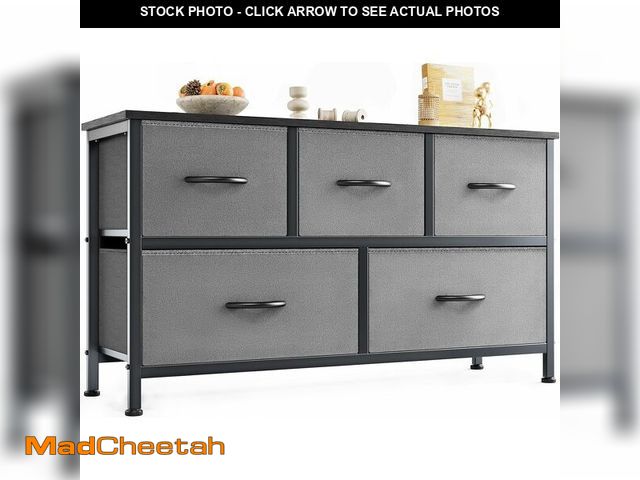 Lot 74-12544282 - OLIXIS Dresser for Bedroom with 5 Drawers, Wide Chest of Drawers, Fabric Bedroom Dresser with Drawer...