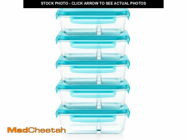 Lot 74-14212731 - Pyrex Glass MealBox (5-Pack, 4 Cup) Divided Compartments with Locking Lids, For Meal Prepping and Po...
