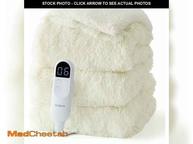 Lot 74-13583748 - Bedsure Faux Fur Heated Blanket Throw Blanket, Fast Heating Fluffy Electric Blanket, Heated Throw wi...