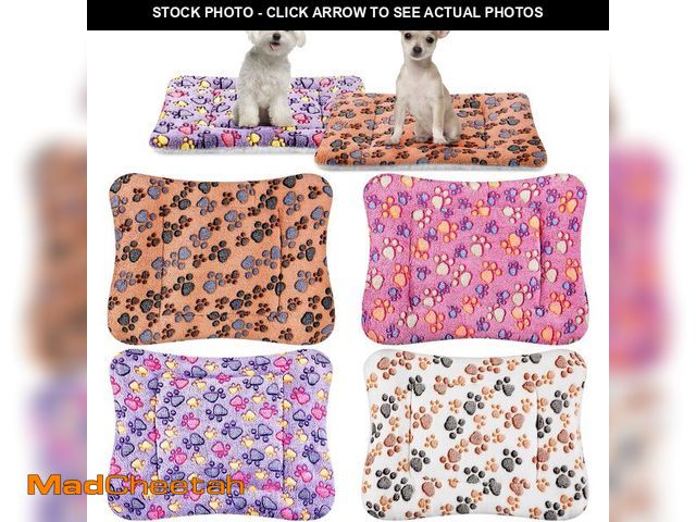 Lot 74-12708548 - 4 Pack Ultra Soft Dog Cat Bed Mat with Cute Prints Reversible Fleece Dog Crate Kennel Pad Cozy Washa...