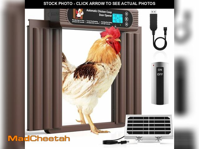 Lot 74-14264731 - Automatic Chicken Coop Door Solar Powered, Extra Large Size, Anti-Pinch Design, Battery Powered Auto...