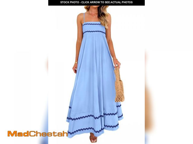 Lot 74-12441195 - PRETTYGARDEN Women's 2025 Summer Flowy Maxi Dress Casual Sleeveless Spaghetti Strap Ruffle Beach Lon...
