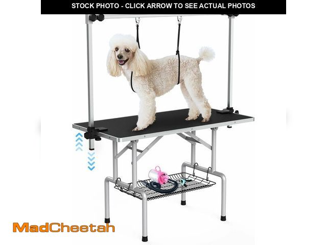 Lot 74-13042224 - Lyromix 42''Large Dog Grooming Table, Adjustable Cat Drying Desktop with Arms, Nooses, Mesh Tray, Fo...