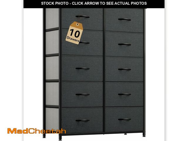 Lot 74-12828840 - DWVO 10 Drawer Dresser - Fabric Storage Tower, Organizer Unit for Bedroom, Living Room, Hallway, Clo...