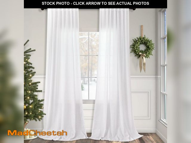 Lot 74-13628927 - Pitalk White Curtains 86 Inches Long for Living Room 2 Panel Set Back Tab Light Filtering Privacy Se...