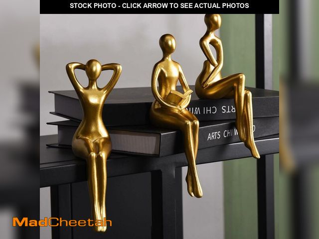 Lot 74-12716364 - Quoowiit Gold Decor Thinker Statue Decor Book Shelf Decor, Abstract Statue Ornament Office Decor Mod...